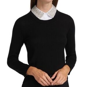 Alice + Olivia Porla Embellished Collar Wool-Blend Sweater